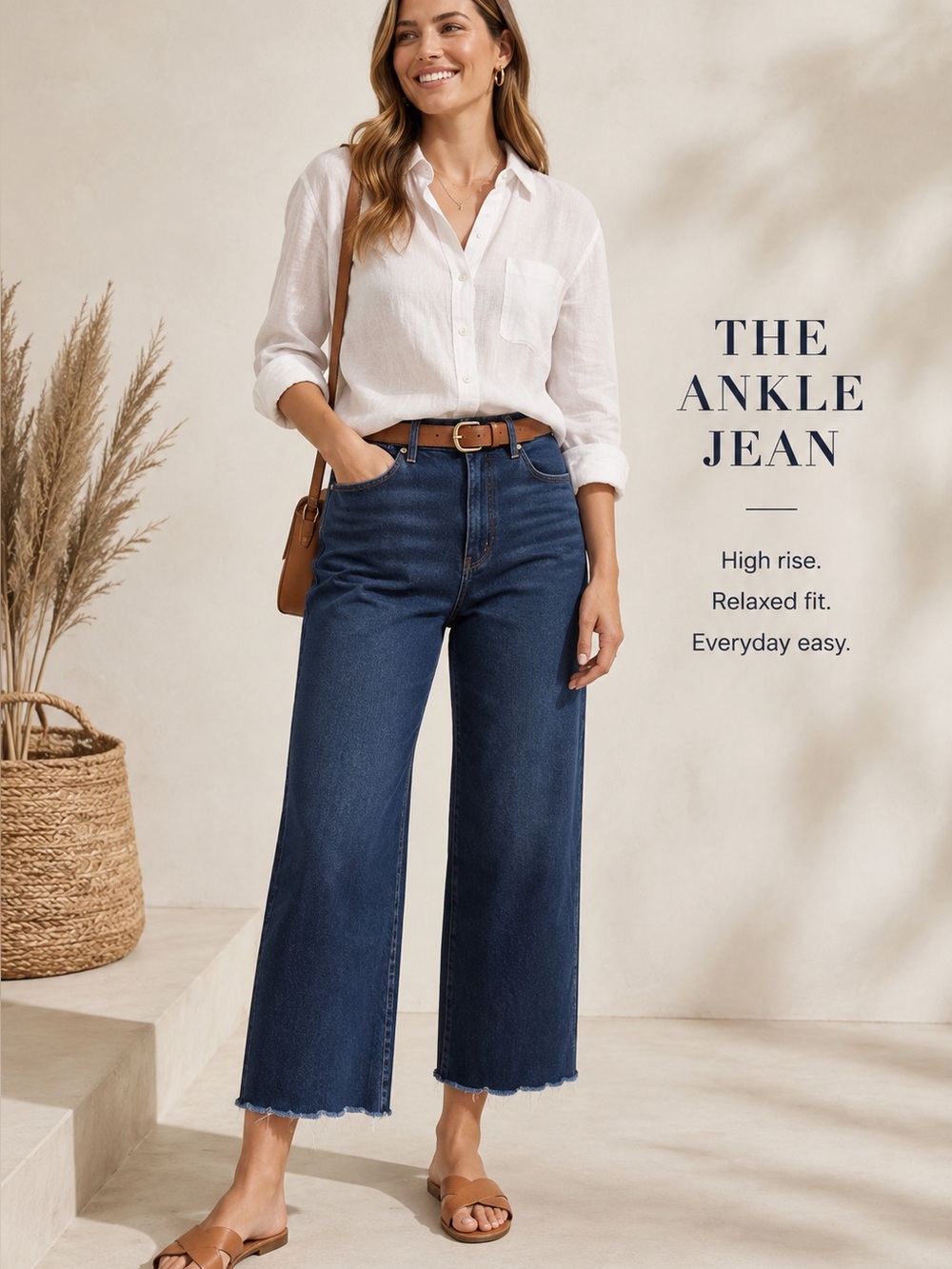 LOFT The Wide Leg  in Dark Rinse Wash Raw Edge Jeans Size 10